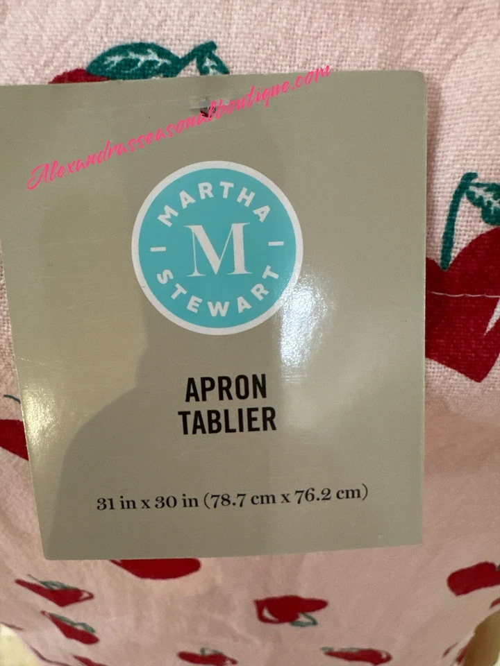 Delantal Martha Stewart Sweet Hearts Cereza Día de San Valentín 31x30” Rosa/Rojo Nuevo Foto 4 de 4