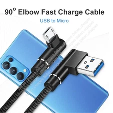3FT 6FT 10FT 90 Degree Angle Micro USB Fast Charger Cable Quick Charging Cord