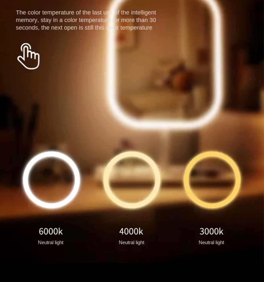 Rechargeable LED Makeup Mirror with Storage Base 💄 Touch Control Vanity Mirror - Image 4 of 4