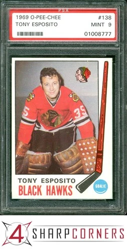 1969 O-PEE-CHEE #138 TONY ESPOSITO RC BLACK HAWKS HOF PSA 9 SET BREAK