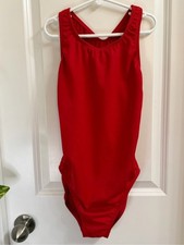 Dolfin Bright Red One-Piece Women  s Competition  Lifeguard Swimsuit Sz 36 Lg 