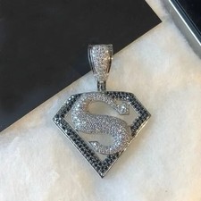 Men's 2 Ct Round Natural Moissanite Superman Men's Pendant 925 Sterling Silver