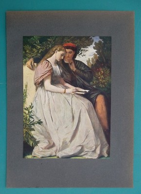 FRANCESCA DA RIMINI with Lover Paolo by Feuerbach - 1911 COLOR Print