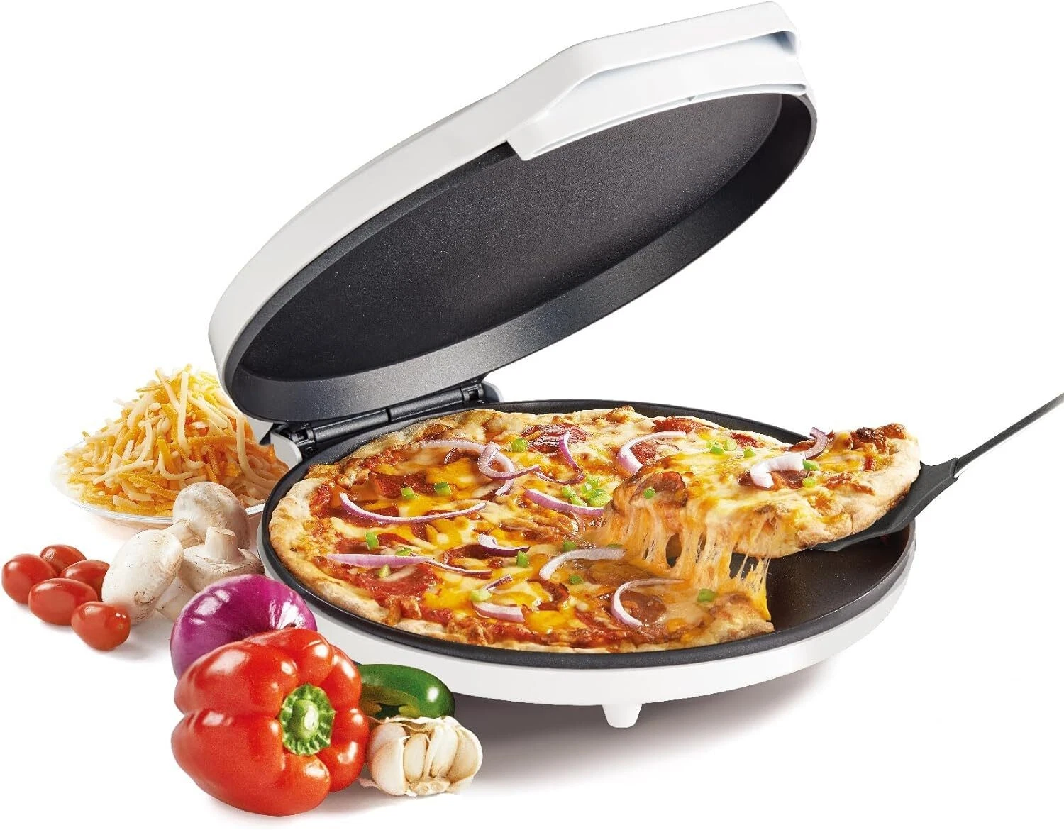 Pizza Maker Plus 12" Indoor Electric Grill, Nonstick Griddle Pan for Pizzas Meal