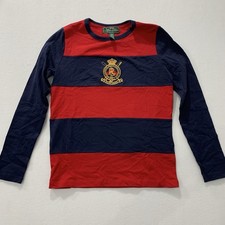 Ralph Lauren LRL Active Rugby Shirt Women s Petite XS Red Navy Crest Long Sleeve
