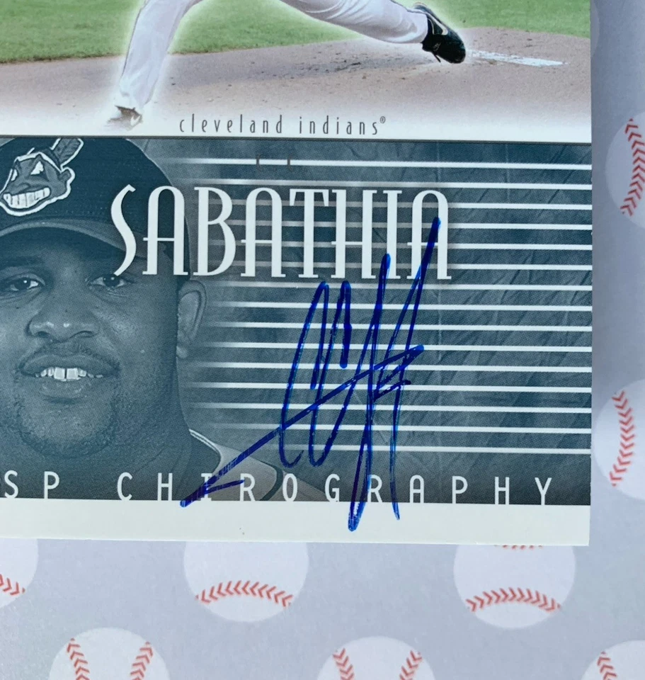 Quirografía auténtica CC SABATHIA AUTO/442 SP 2002 autógrafo certificado patio Foto 3 de 4