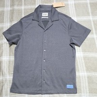 Scotch & Soda Gray Micro Pattern Button-Up Shirt Camp Collar Short Sleeve S