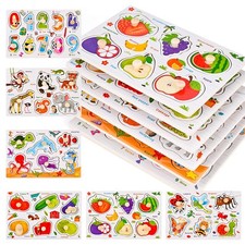 Wooden Peg Puzzles for Toddlers 1-3, 6 PCS Puzzles for Kids, Montessori Toddler