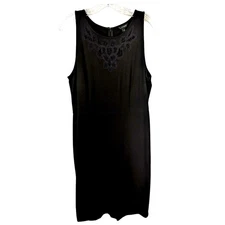 Ann Taylor black dress sz 12 Ponte knit sheath Bust38"W 34"CB40"Sleeveless