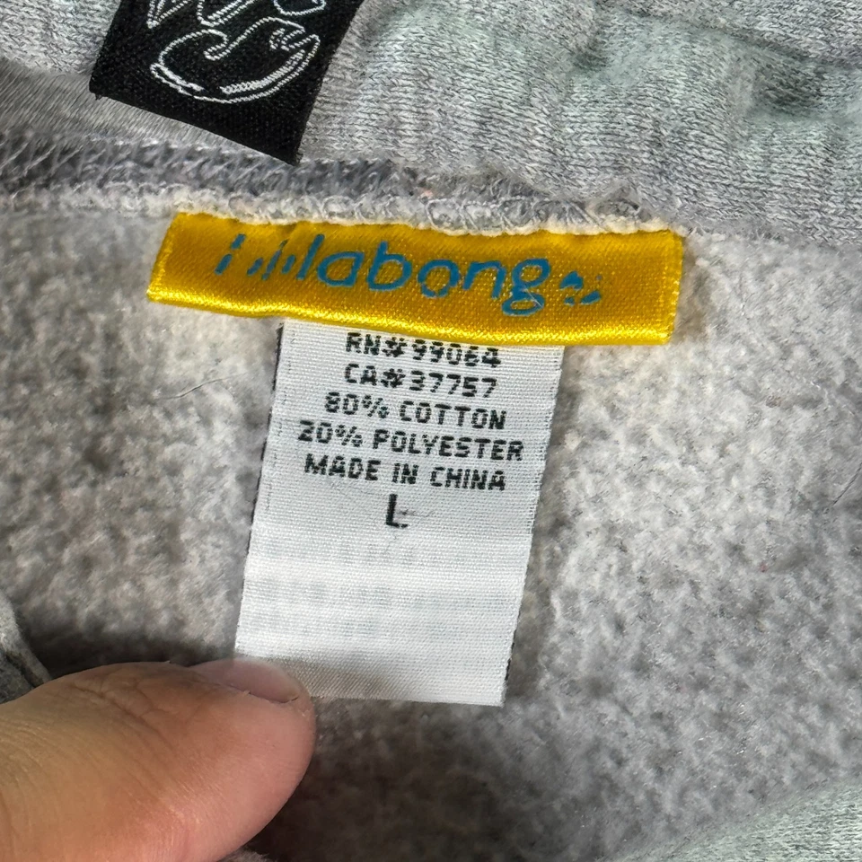 Vintage Billabong Hoodie Sweatshirt Womens Large Gray Fleece Surf Skate Logo Y2K - Image 4 of 4