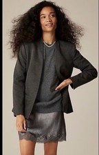 J CREW Going Out Blazer Gray Open Front Career NWOT Lined Sz 8
