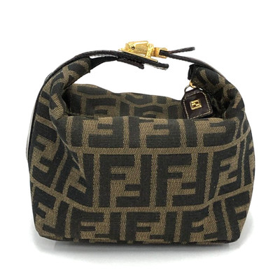 FENDI Zucca Vanity Bag Black Gold Small Authentic