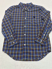 CHAPS Button Down Shirt Red Plaid L/S Young Boys Size 7 EUC