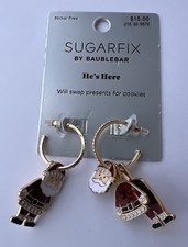 Sugarfix Baublebar Earrings  He  s Here  Santa Hoop Dangle Moveable Christmas