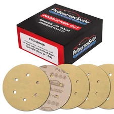 400 Grit 6" Sanding Discs, 6-Hole, Box of 100 - Dustless Hook & Loop Sandpaper