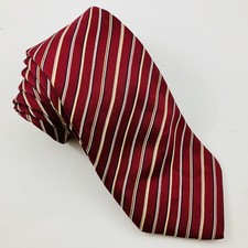 GUY LAROCHE Men  s Tie 100 Silk Red  White Stripe Made In Italy 3  W 58  L