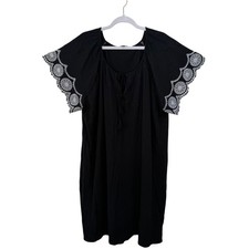 Talbots Dress Black White Embroidered Modal Cotton Maxi Dress Boho Beachy 3X