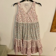 Love Shack Fancy Target Dress Womens Sz XS Floral Camille Tiered Midi Sleeveless