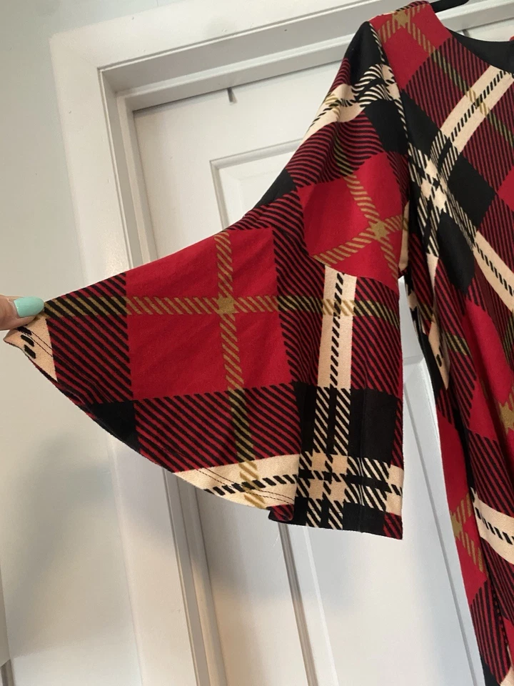 JH Jessica Howard Womens 1X Red Plaid Soft Shift Holiday Statement Dress Party - Image 3 of 4