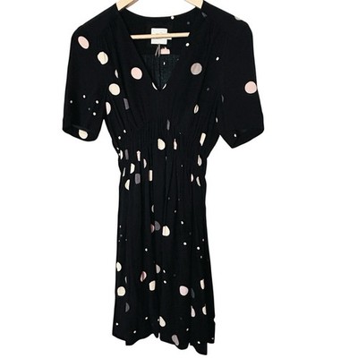 anthropologie black polka dot dress Hunter Dixon Anthropologie Size 6 Black Polka Dot Dress Black / 6