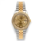 GENTS ROLEX DATEJUST 16233 DIAMOND DIAL BEZEL TWO TONE WRISTWATCH SS 18K GOLD