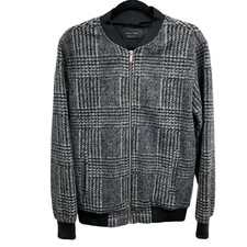 Zara Man Men's Sze Medium Checkered Tartan Full Zip Up Bomber Jacket