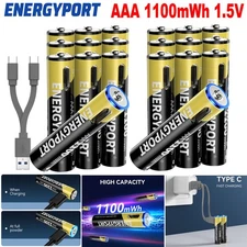 ENERGYPORT 1.5V AAA USB Rechargeable Batteries 1100mWh Lithium Li-ion Battery