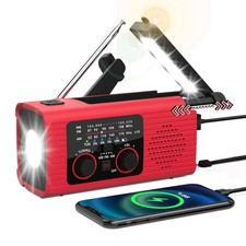 Emergency Weather Radio - NOAA Alert, Solar  Hand Crank, 4000mAh, AM/FM, LED Fl