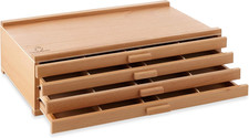 4 Drawer Wooden Artist Storage Supply Box for Pastels, Pencils, Pens, Markers, B