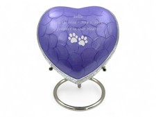 Purple Heart Pet Urn with Stand Personalized Memorial, Velvet Box 30 lbs