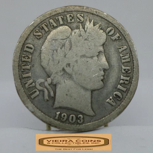 1903-O Barber Silver Dime, 90% Silver - #C57054NQ