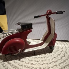 Vintage Tin Toy Scooter Red with Black Seat for display