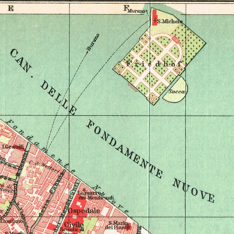 VENECIA 1911 FECHADO Original Auténtico Mapa VENECIA VENETO Plano de la ciudad Italia Foto 4 de 4