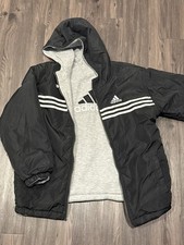 Vintage Y2K Adidas Black Reversible Jacket Size Men L black grey striped