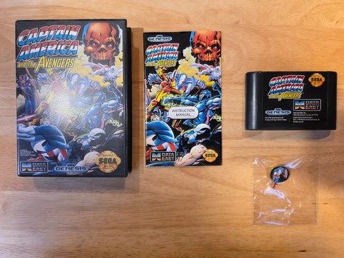 Captain America and the Avengers (Sega Genesis 1992) Complete w/ Pin & Tested