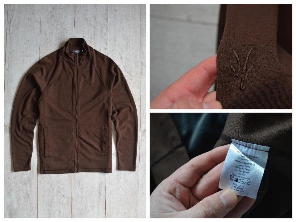 Ibex Men's Merino Wool Full Zip Long Sleeve Sweater-Pullover/Size M/Brown Color - Image 2 of 4