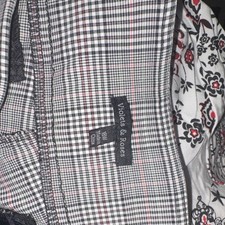 Violets & Roses Women's Gray Plaid Dress Pants Button Accent Flat Front