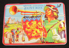 Rare Page London England Royal Court Herald Scene Watercolor Paint Tin COMPLETE