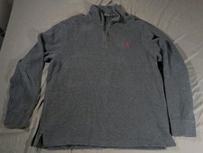 Polo Ralph Lauren 1/4 Zip Sweater Mens Large Gray Old Money Preppy