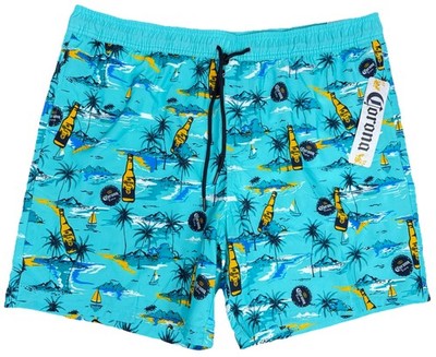 Corona Cay Men s Swim Trunks XL 40/42 Aqua Beach Beer Print 7  Inseam NWT