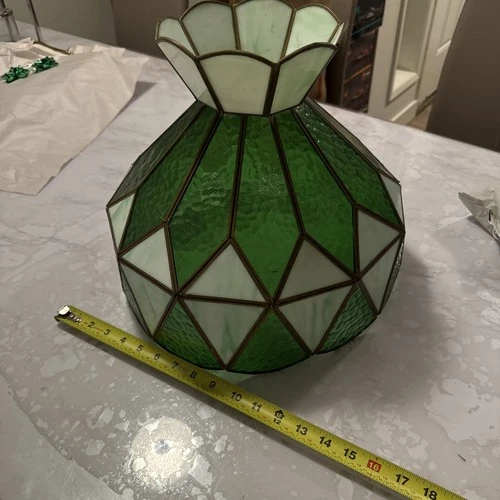 Vintage Tiffany Style STAINED SLAG GLASS SWAG LAMP SHADE