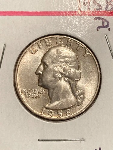 1958 D Washington Quarter BU 90% Silver US Coin