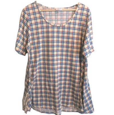 Lularoe Christy Hi Lo Blue Plaid Tee S/S Retail XL