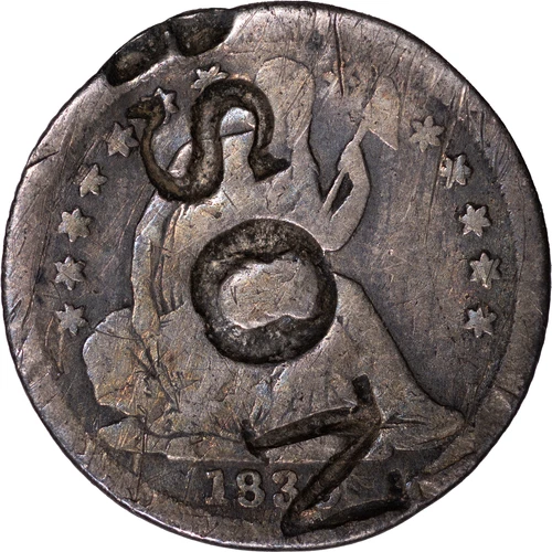 183? 5c Seated Liberty Half Dime ~ VG Details - Stamped