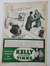 1946 Kelly Springfield tires white terrier dog vintage ad