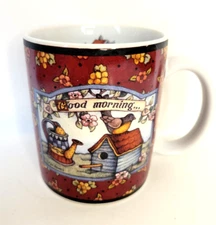 LANG AND WISE "Garden Delights" Collector Mug birdhouse Watering Can Cup 1998