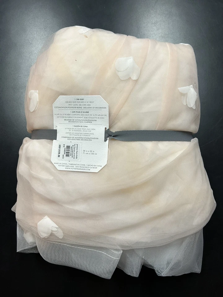 Pottery Barn Kids Monique Lhullier Ethereal Tulle Baby Crib Skirt Blush Pink NEW - Image 3 of 4