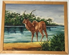 Kudu Antelope Painting by Basil Scheurich Framed Gazelle Ibex Impala Africa