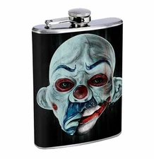 Joker Mask D1 Flask 8oz Stainless Steel BatmanTheme Dark Knight Whiskey Drink
