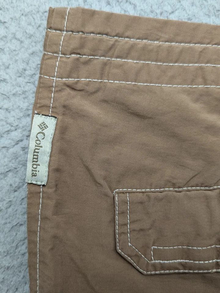 Pantalones Cortos Columbia Damas Medianos 32W 6" Marrón Frente Plano Mezcla Algodón Logo Foto 3 de 4